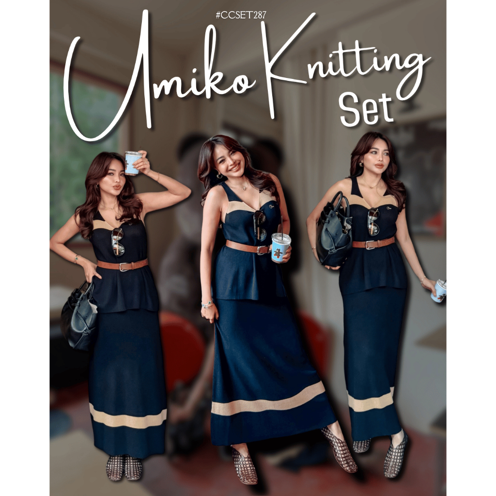 Chuuclothing Umiko knitting set [พร้อมส่ง ดำ / ครีม] เก็บโค้ดหน้ากิจกรรม