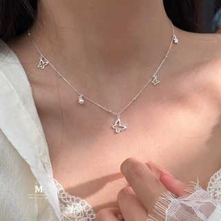 MEET💕พร้อมส่ง สร้อยเงิน Silver Butterfly สร้อยเพชร สร้อยแฟชั่น สร้อยคอเงินแท้ สร้อยคอจี้