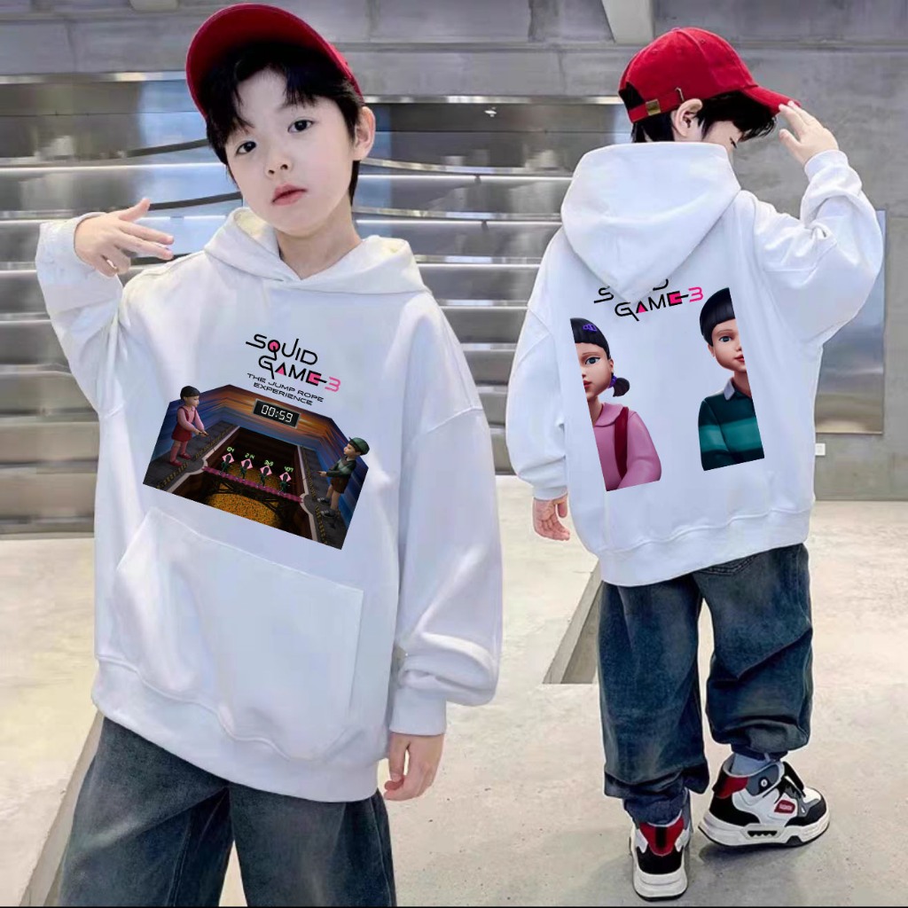 'squid Game 3' Hoodies สำหรับเด็ก Hoodies พิมพ์สองด้าน