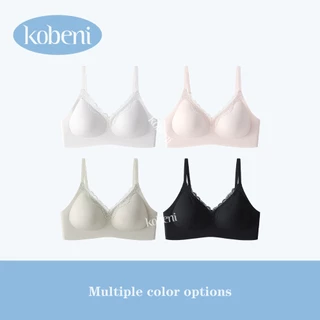 ⭐KOBENI⭐BRA เจลลี่บราไร้ขอบ ไร้โครง แต่งขอบลูกไม้คอวี เซ็กซี่ ฟองน้ำดันทรงกระชับอกชิดสวย ผ้านิ่มใส่สบาย