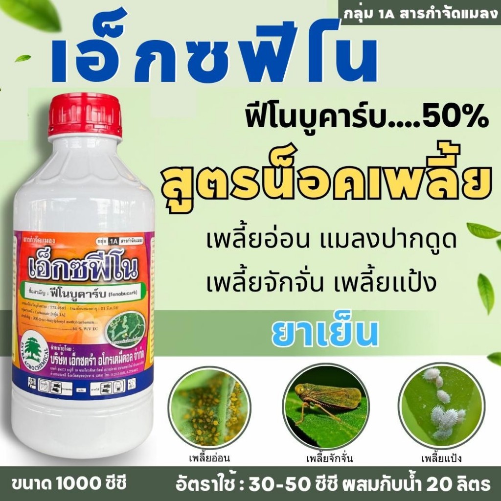 เอ็กซ์ฟีโน (ฟิโนบูคาร์บ) ขนาด 1 ลิตร เอ็กซตร้าบีพี ขจัดเพลี้ยแป้ง เพลี้ยหอย สารขจัดแมลง ยาแมลง ขจัดเพลี้ย เพลี้ยกระโดดสี