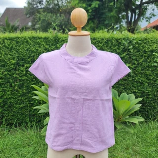 เสื้อผ้าฝ้ายขึ้นกบ คอปีน กระดุมหลัง ทรงสวย