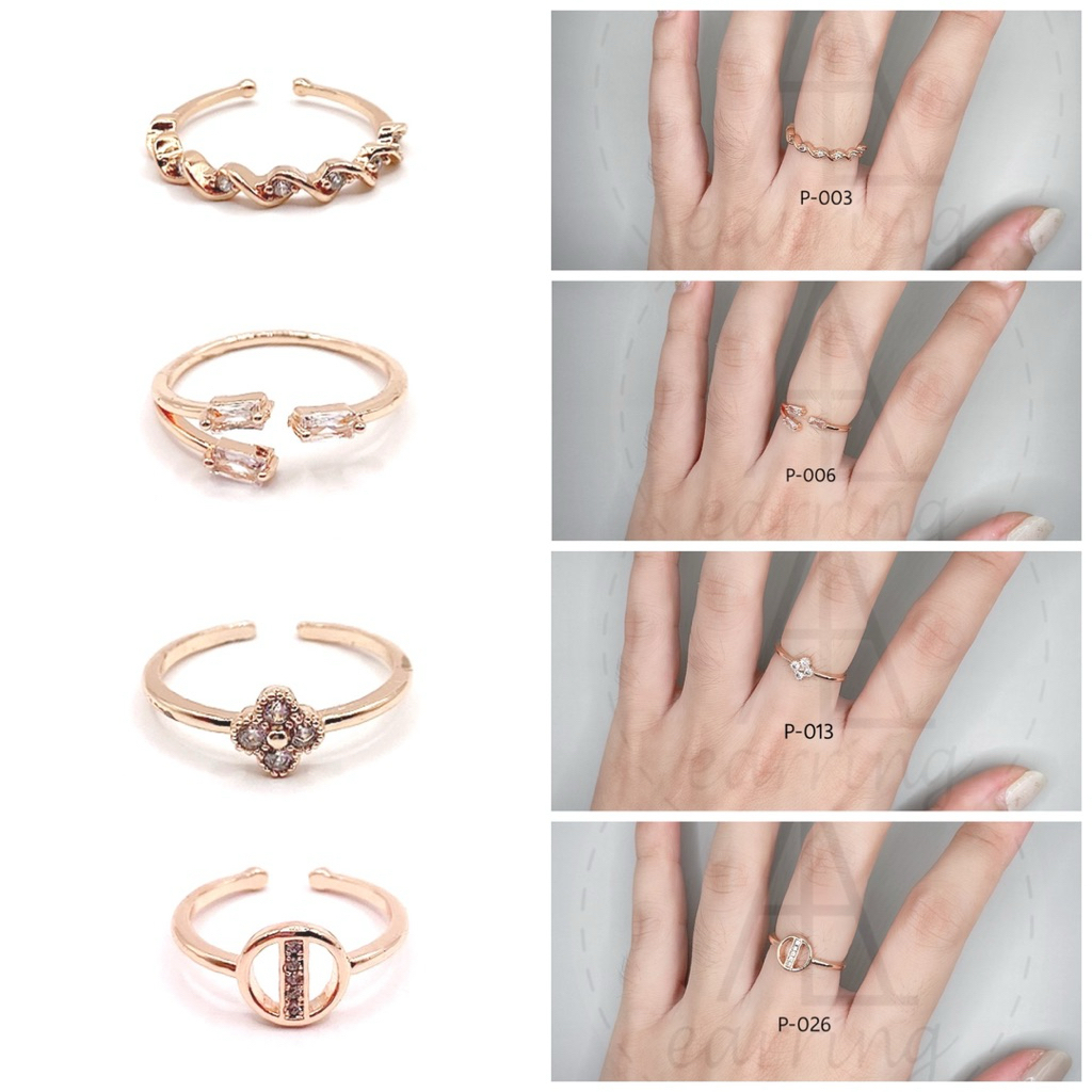 [P01] แหวนมินิมอลสีพิงค์โกลด์ แหวนฟรีไซส์ ปรับขนาด(บีบเข้า-ง้างออก)ได้ทุกวง
