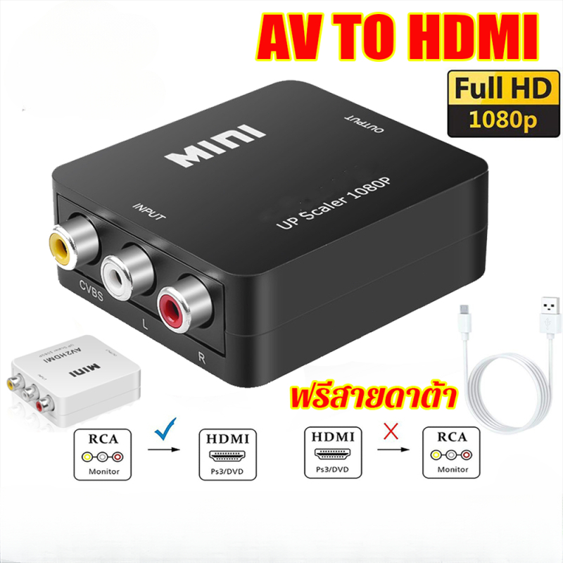 ราคาขายส่ง Av2hdmi ตัวแปลงสาย หัวแปลง AV To HDMI Converter (1080P) ตัวแปลงสัญญาณภาพและเสียงจาก AV เป็น HDMI