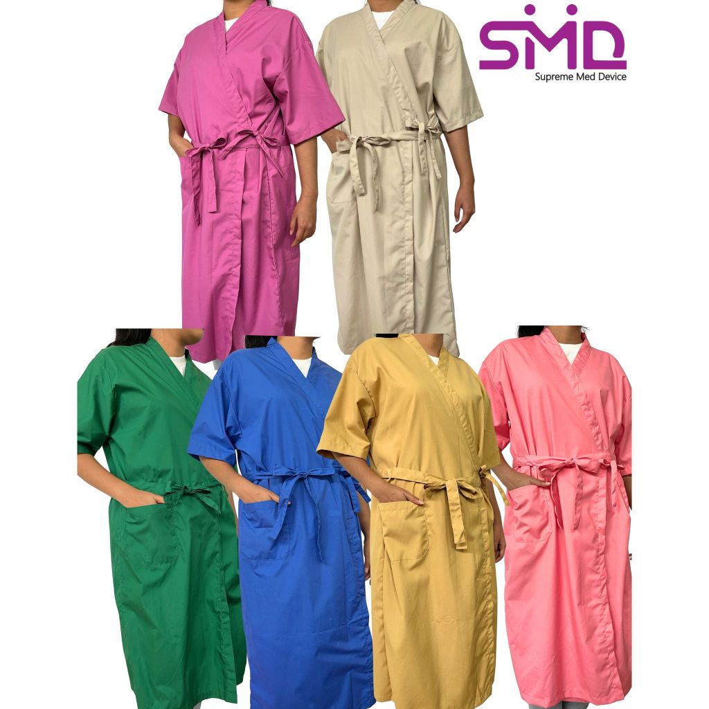 ชุดคลุมกิโมโน ชุดคลุมแบบป้ายข้างผูกโบว์ ผ้าโทเรอย่างดี (Free Size)