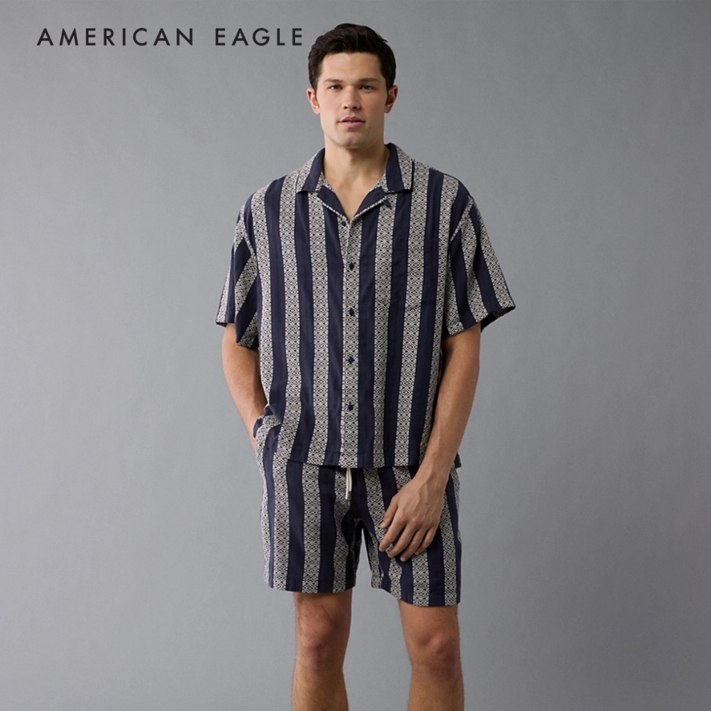 American Eagle Textured Striped Button-Up Poolside Shirt เสื้อเชิ้ต ผู้ชาย ลายตรง (NMSH 015-2854-410)