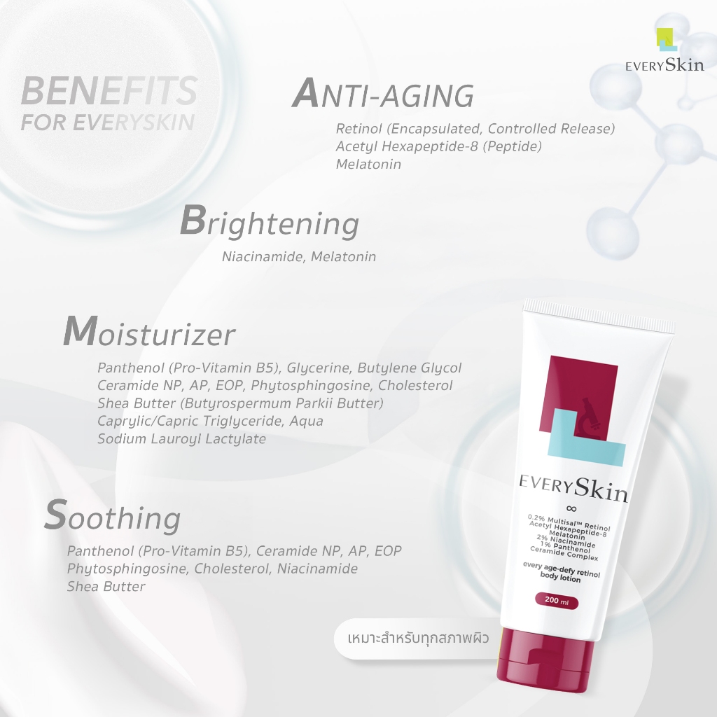 [เช็ทโลชั่น Skin Cycling] EverySkin Every Bright +  Every Glow AHA BHA PHA + Every Age-Defy Retinol Body Lotion - รูปที่ 5
