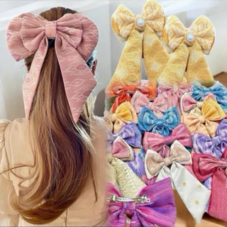 รวมโบว์ผ้าไทยจัมโบ้ โบว์ผ้าไทย แต่งระบายลูกไม้ติดเกสรมุก พร้อมส่งด่วน