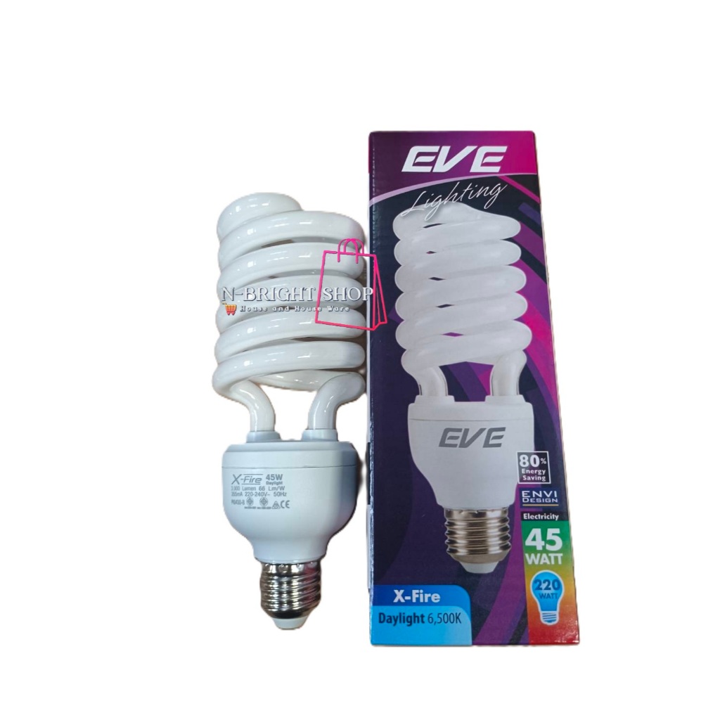 EVE หลอดประหยัดไฟ หลอดตะเกียบและรุ่น เอ็กไฟล์  ขั้วมาตรฐาน E27 ขนาด 11 ถึง 45 วัตต์ แสงเดย์ไลท์ 6500K - รูปที่ 7