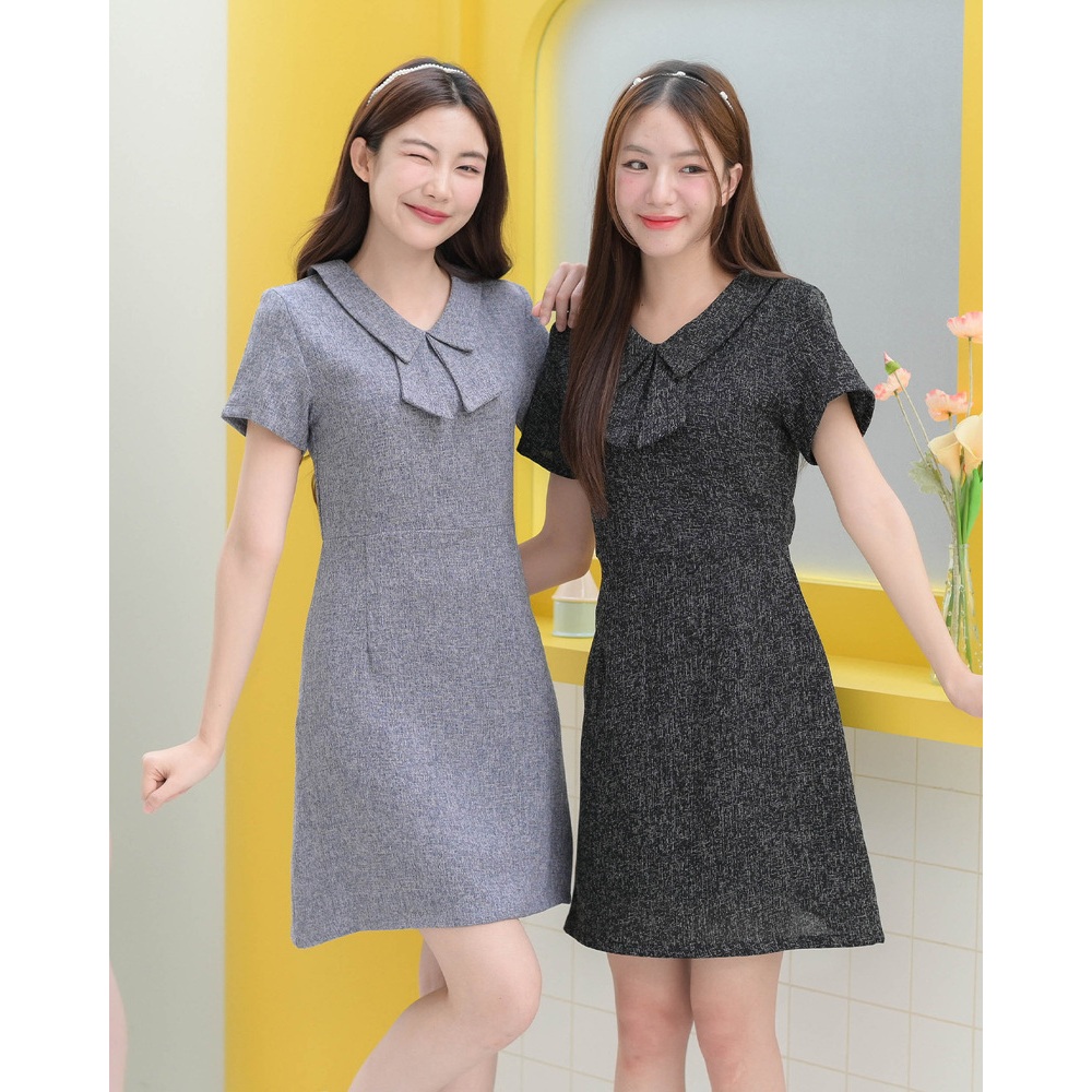 Mina dress - ชุดเดรสทำงาน ชุดทำงานผู้หญิง เดรสคอปกน่ารัก ใส่ทำงาน ใส่เที่ยว - CRAYONBRAND