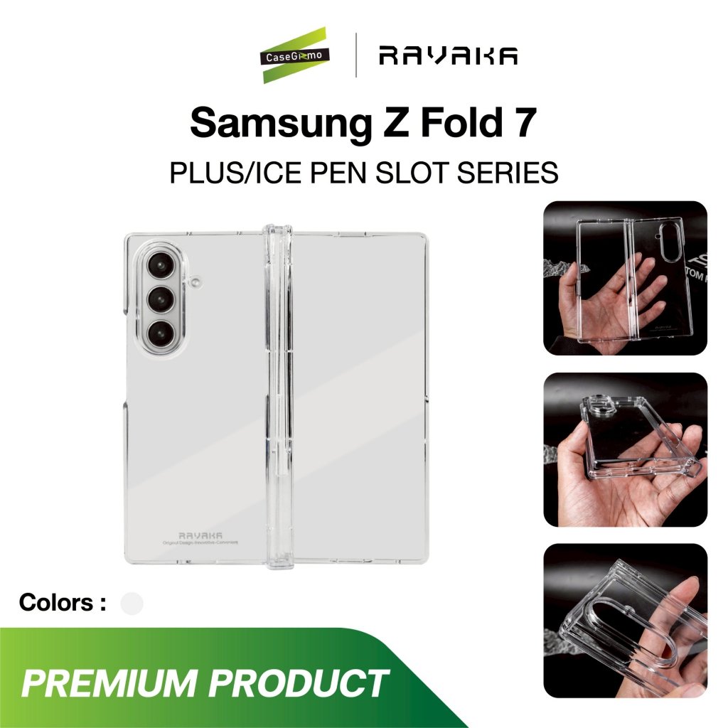 RAVAKA รุ่น Z Fold 7 เคสใส เคสกันกระแทก เคส ICE Crystal Plus Series With Pen Slot Case