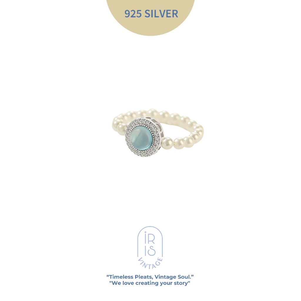 พร้อมส่ง IRIS VINTAGE SOUTHERY SEA BLUE SERISE Eunoia ring GR022 แหวน ของขวัญให้แฟน ของขวัญวันเกิด ข