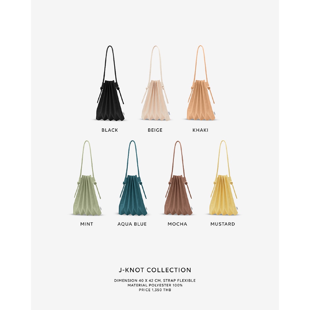 Pavi Studio - J Knot (POLY) กระเป๋าผ้าอัดพลีทลาย J สายผูก มี 7 สี