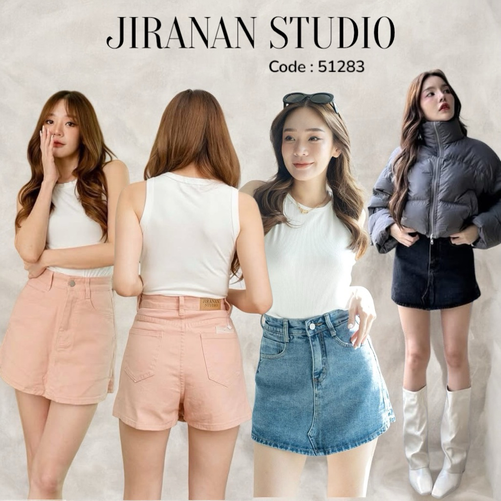 JIRANAN กระโปรงกางเกงยีนส์ ผ้าไม่ยืด ทรงสวย รุ่นขายดี Code 51283