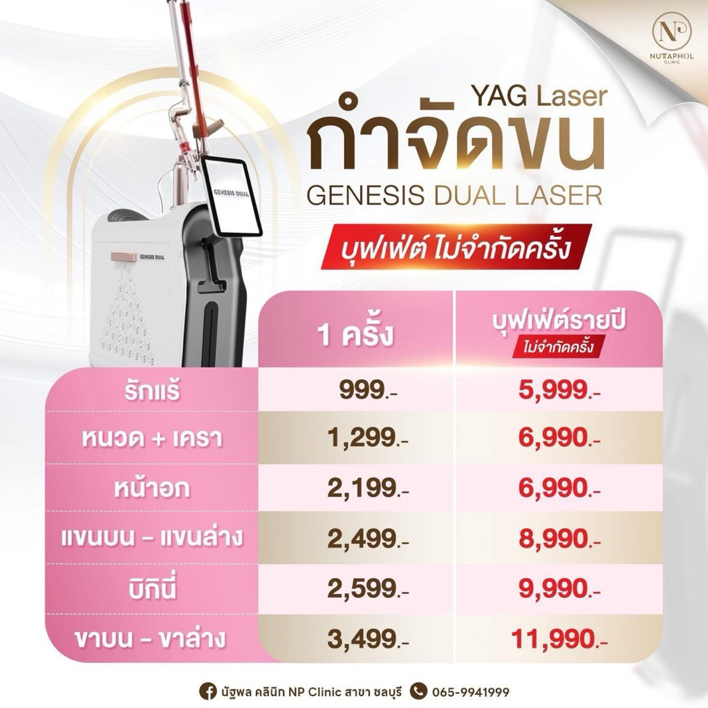 โปรแกรมเลเซอร์กำจัดขนถาวร Long Pulse ND YAG