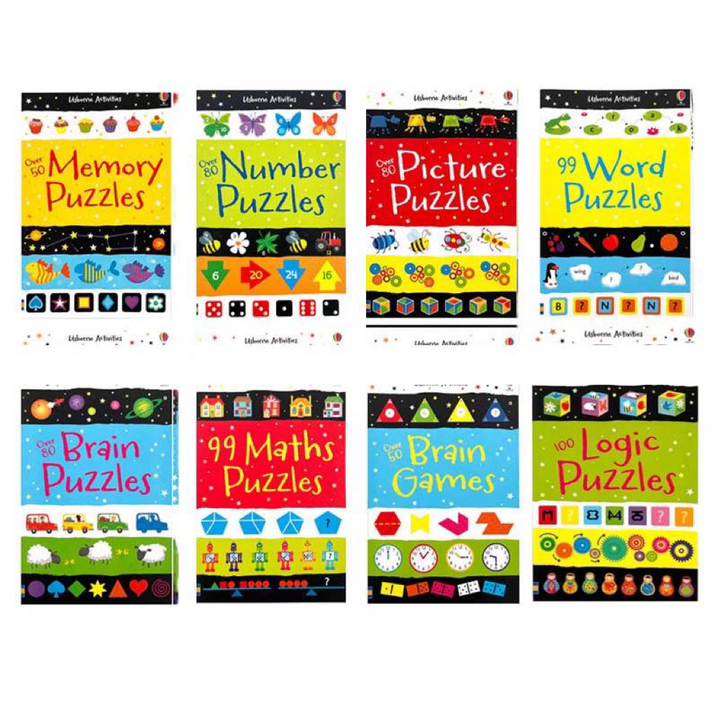 หนังสือฝึกสมอง puzzle ภาษาอังกฤษสำหรับเด็ก หนังสือกิจกรรม usborne activities book