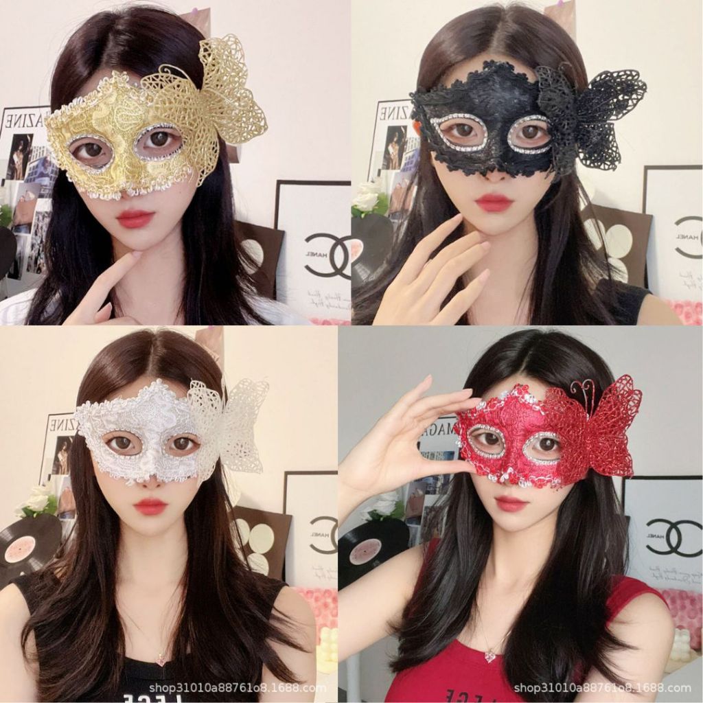 🌈พร้อมส่งด่วน 🌈 หน้ากากลูกไม้ หน้ากากแฟนซีลูกไม้ โบว์ผีเสื้อ Lace Party Mask งานพร็อพแฟนซี คอสเพลย์