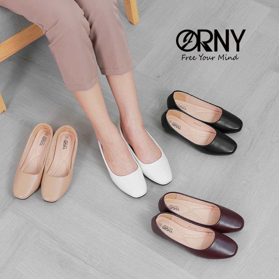 มีไซส์ 42 ✨ ORNY(ออร์นี่) ® รองเท้าคัชชูส้นสูง  (1 นิ้ว) หนังนิ่มมาก OY135