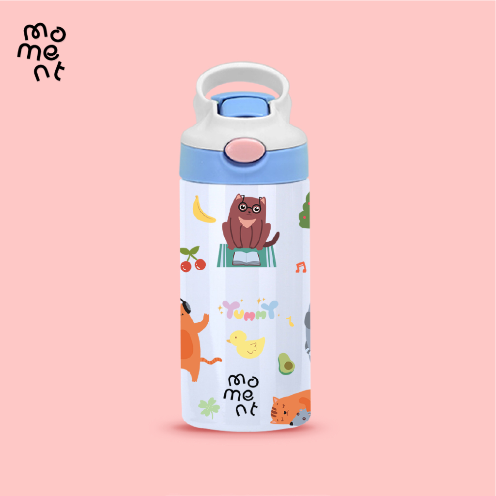 แก้วน้ำ กระบอกน้ำเด็ก 360ml สแตนเลสแท้ ฝากดหลอดเด้ง มีหูหิ้ว สำหรับเด็กอนุบาล พกพาสะดวก แบรนด์ Moment ราคา ถูกที่สุด ดีลบีเคเค แกลเลอรีภาพที่ 8