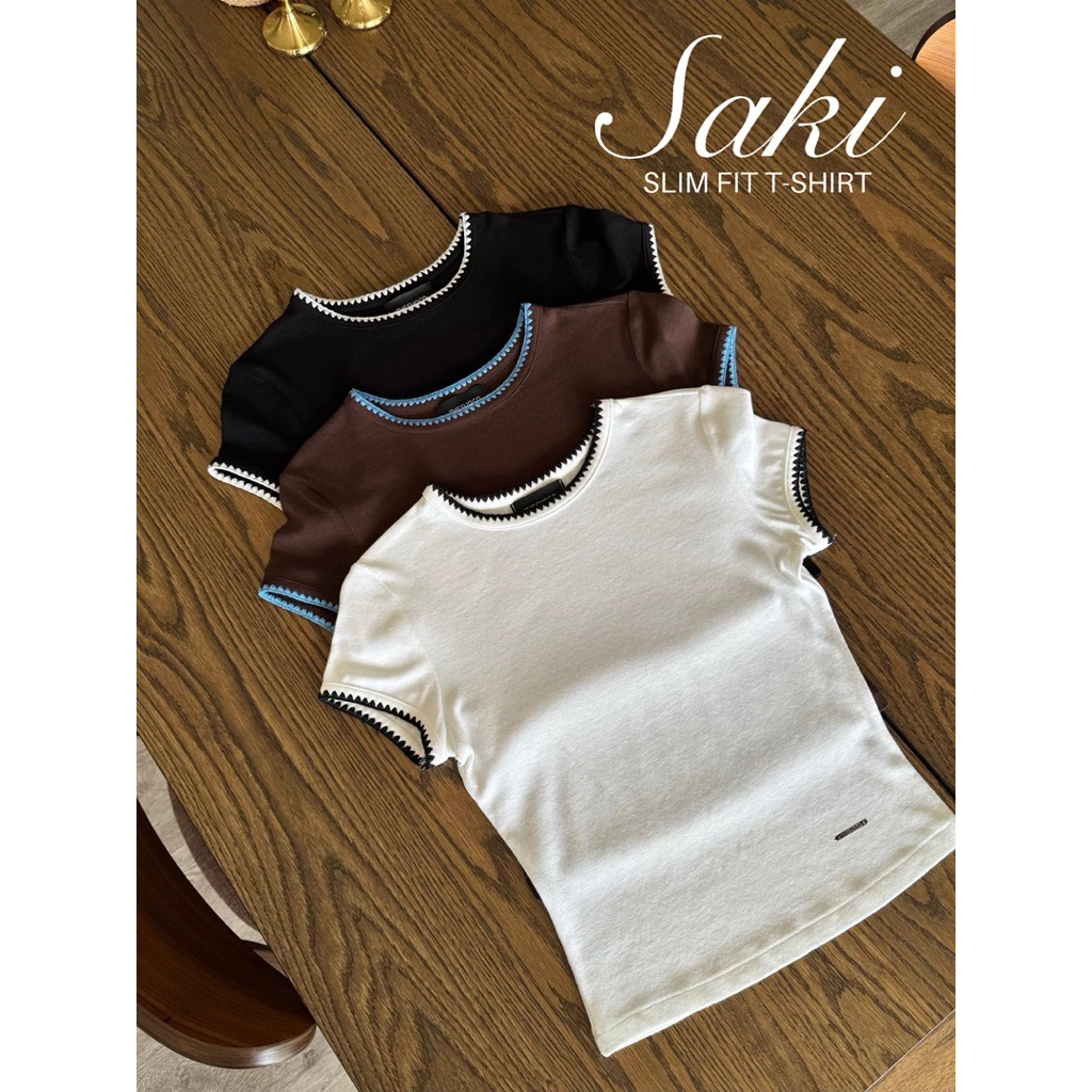 THESUNCO-SAKI (ซา-กิ) เสื้อยืดSLIM-FIT เดินเส้นด้ายตัดคู่สี เนื้อผ้านุ่ม ยืด สบายผิว
