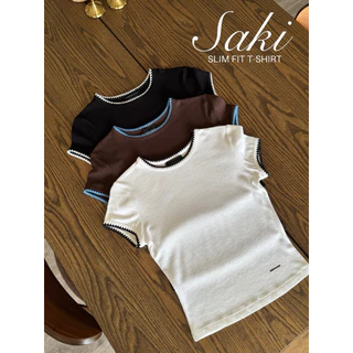 THESUNCO-SAKI (ซา-กิ) เสื้อยืดSLIM-FIT เดินเส้นด้ายตัดคู่สี เนื้อผ้านุ่ม ยืด สบายผิว