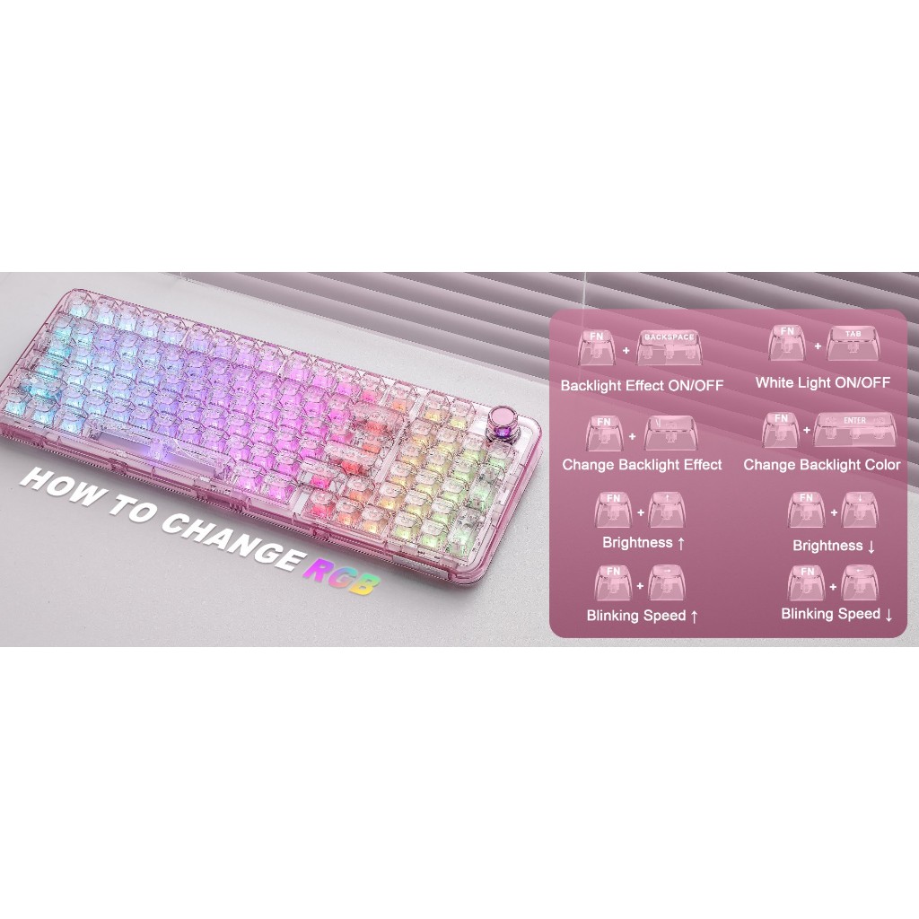 [โค้ดคุ้มลด20%] YUNZII X98 Crystal Mechanical Keyboard คีย์บอร์ดไร้สาย Wireless Bluetooth Custom X 98 Keycap รูปที่ 3