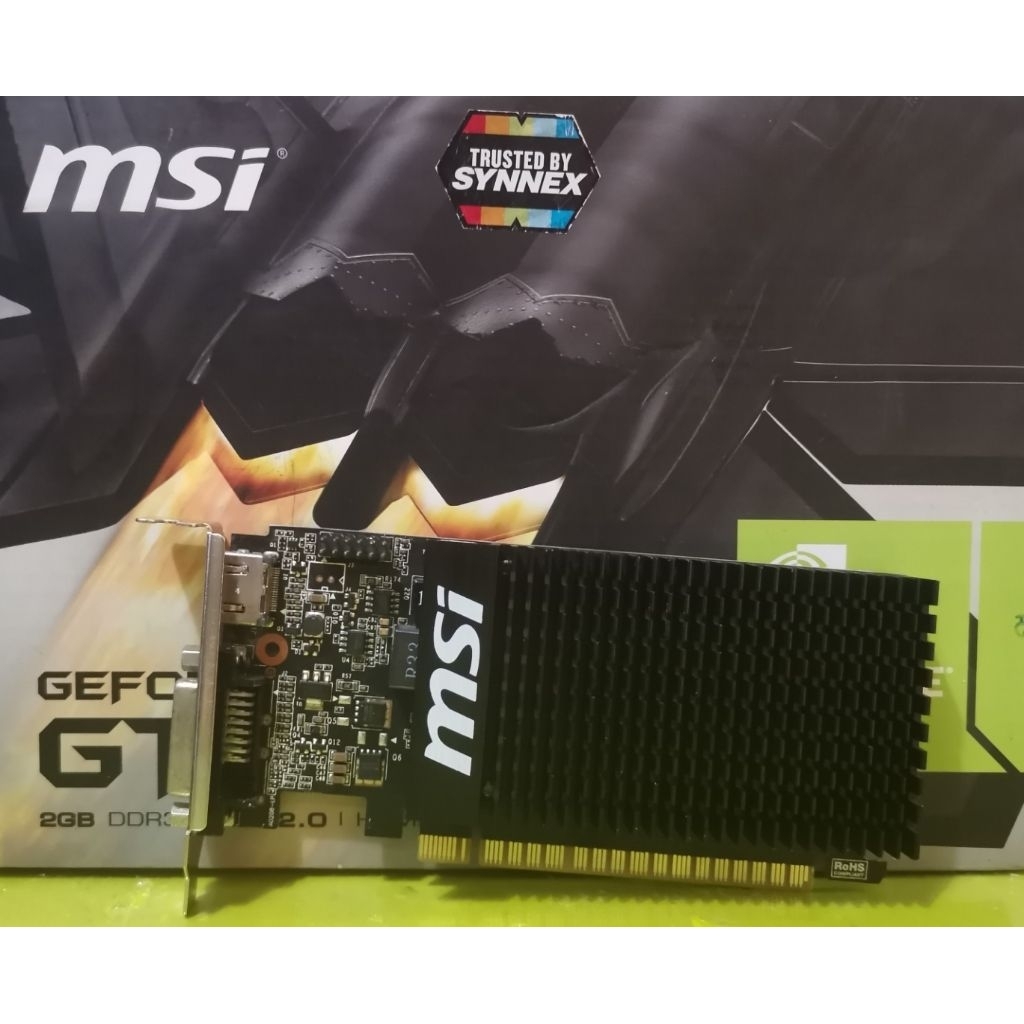 การ์ดจอ MSI รุ่น Nvidia GT 710 2GB DDR3  สำหรับใส่เคสเล็ก เคสนอน เท่านั้น สินค้ามือสอง ไม่มีกล่อง