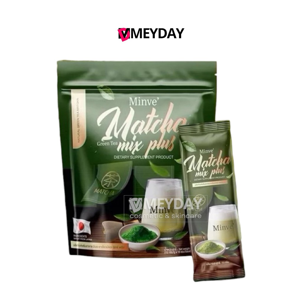Minve' Green Tea Matcha Mix Plus มินเว ชาเขียวมัจฉะ มิกซ์ พลัส มัทฉะมี๊หนม 15ซอง