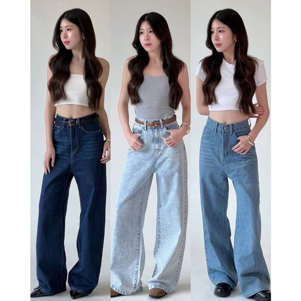 TOPBASIX - WIDE LEG JEANS กางเกงยีนส์ทรงขากว้าง เอวสูง
