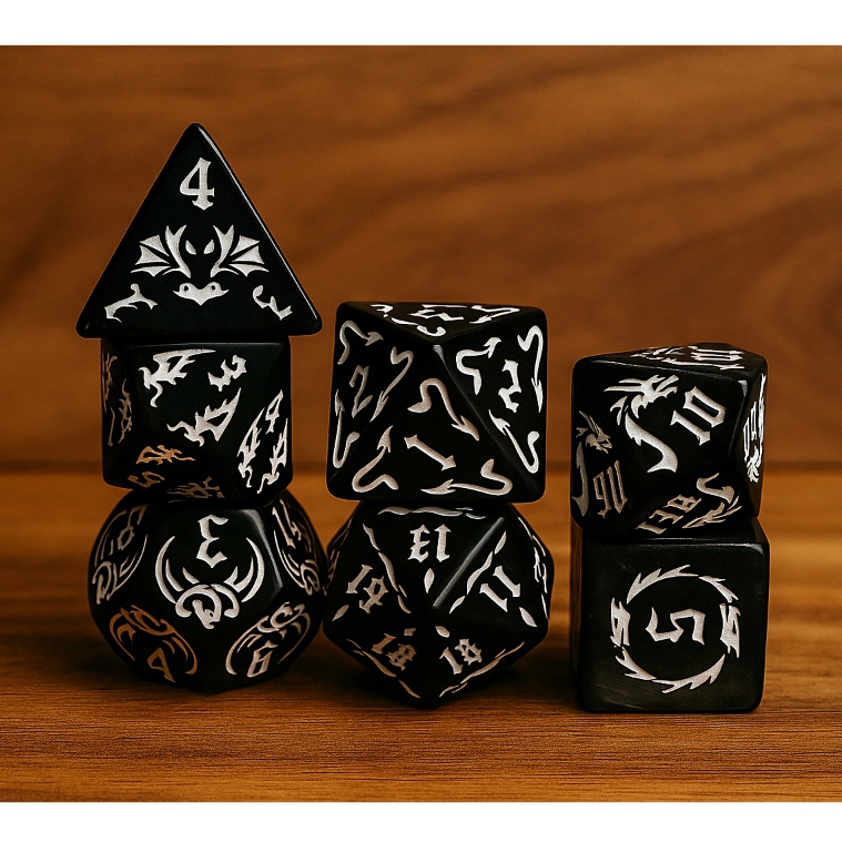 Obsidian Dragonstone Dice Set of 7 | ลูกเต๋า Dice For DnD D&D MTG RPG TRPG เกมกระดาน บอร์ดเกม Game ไพ่ทาโรต์ Magic เมจิก