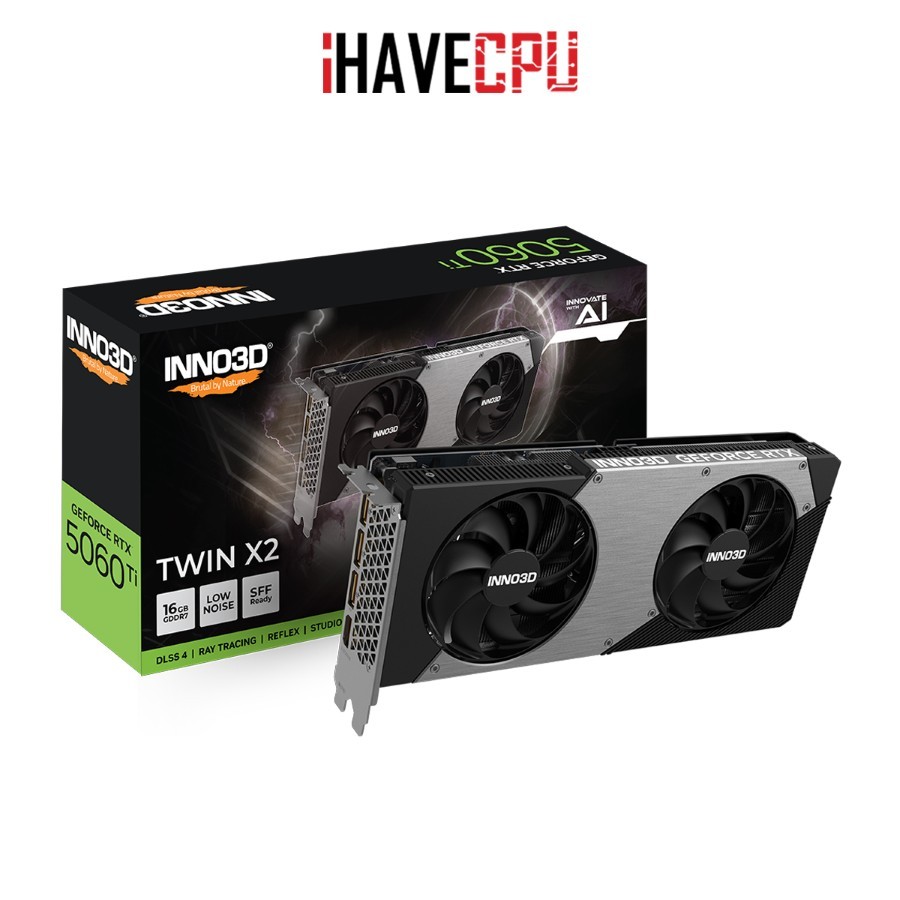การ์ดจอ (vga) iHAVECPU INNO3D GEFORCE RTX 5060 TI TWIN X2 - 16GB GDDR7 (N506T2-16D7-193075N)