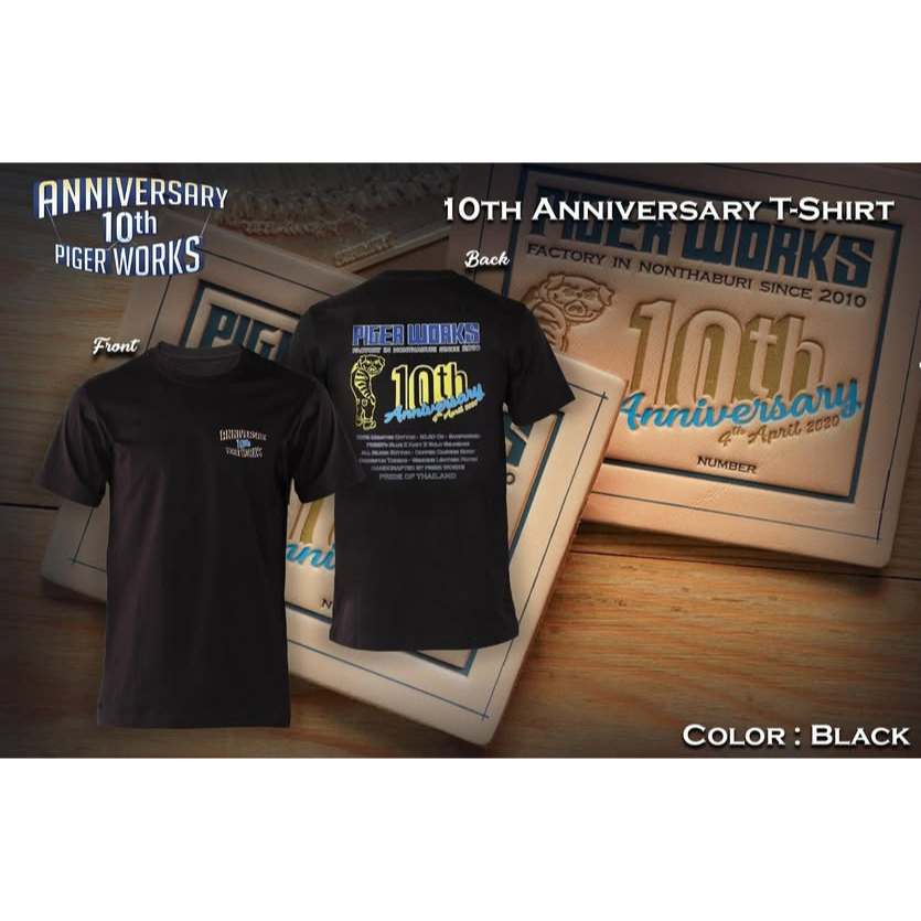 ปรับลง #รอบอก42 เสื้อยืด Piger Works 10TH สีดำ (ป้ายXL) เป็นของใหม่