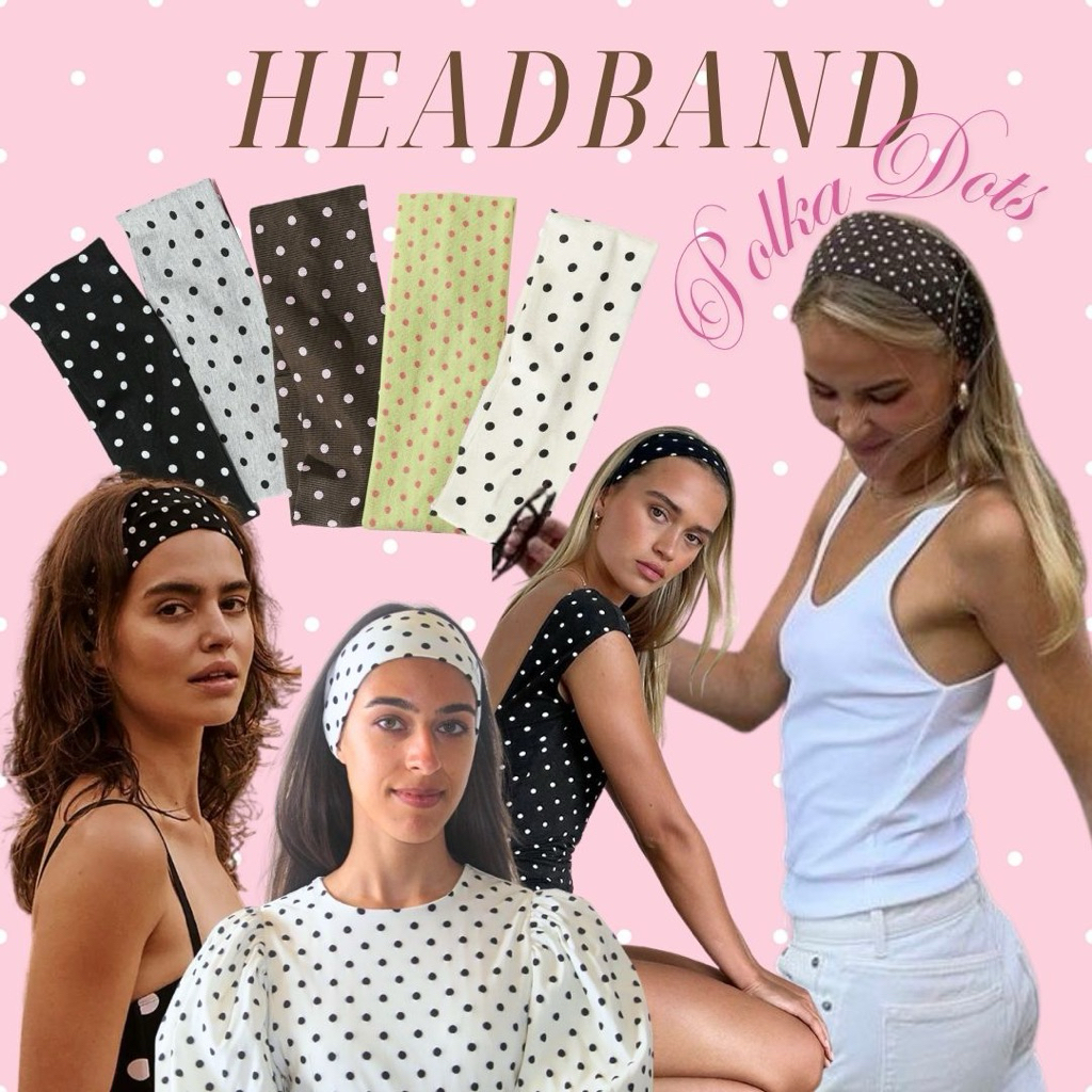⚫️ ⚪️ พร้อมส่ง ⚫️ ⚪️ Polka Dots Headband 🍉 ผ้ายืดคาดผมลายจุด นุ่มนิ่มมากก☁️ Elastic Stretchy Headband - In stock 🍄