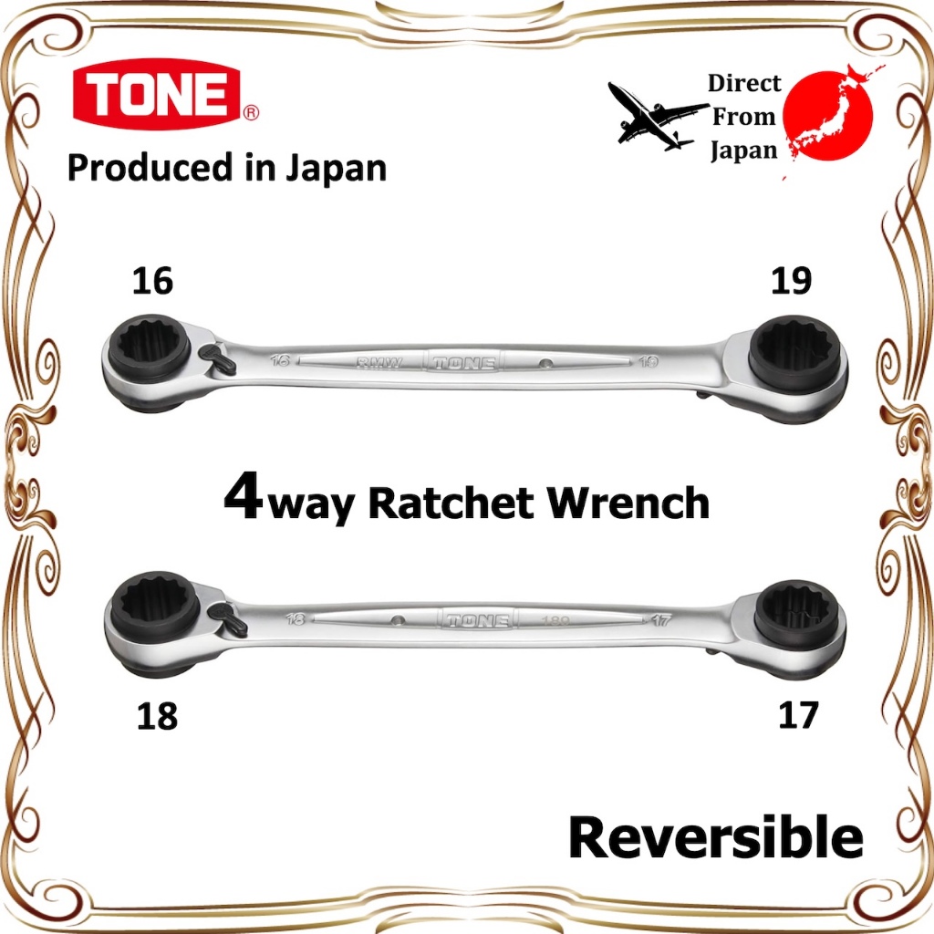 【Direct from Japan】TONE 4way Ratchet Wrench RMW-1619 16×17×18×19mm