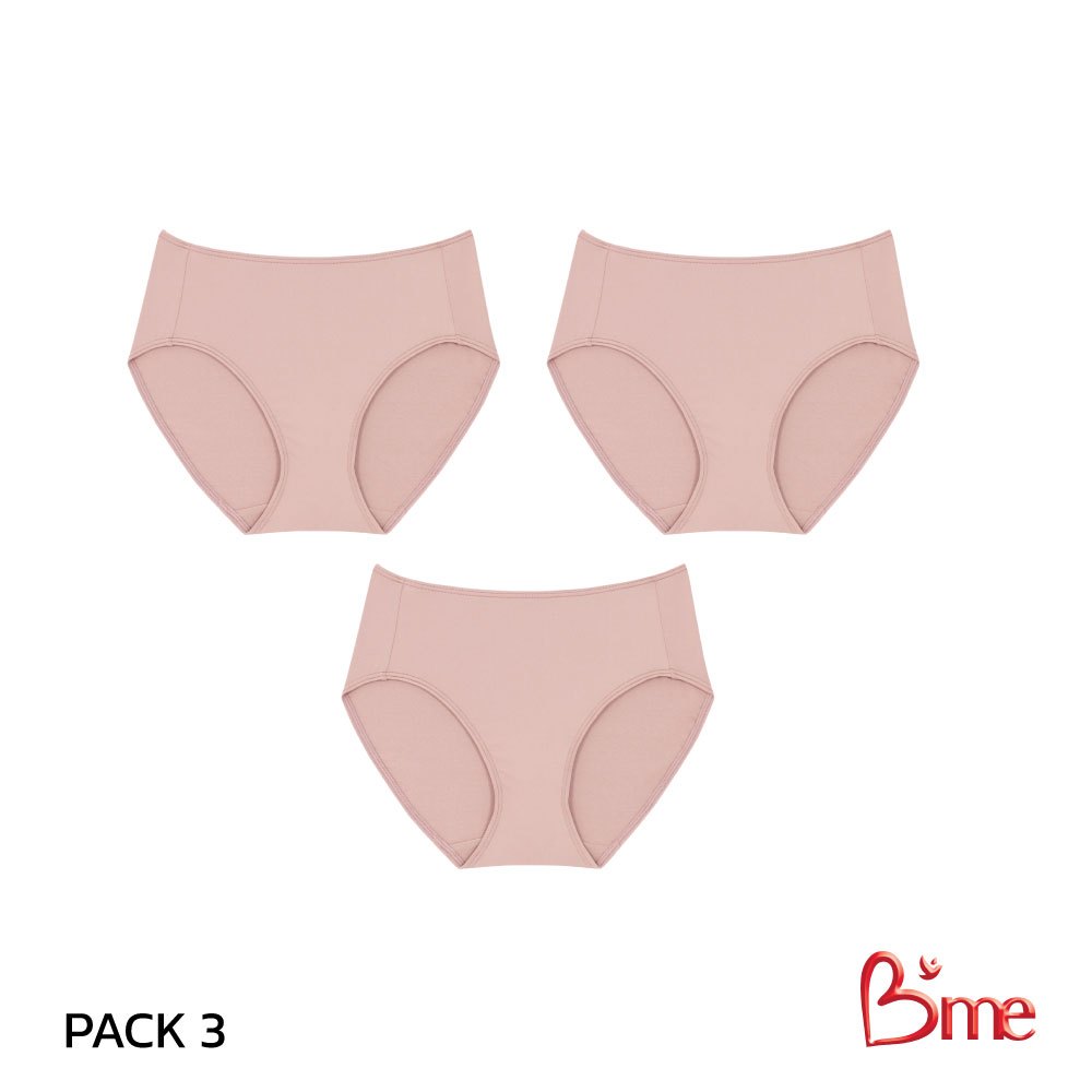 B'me กางเกงในเอวกลาง รุ่น ME7A83 (แพ็ก 3 ตัว) สีนู้ด สีเบจ สีดำ สีโอวัลติน สีเทาเข้ม