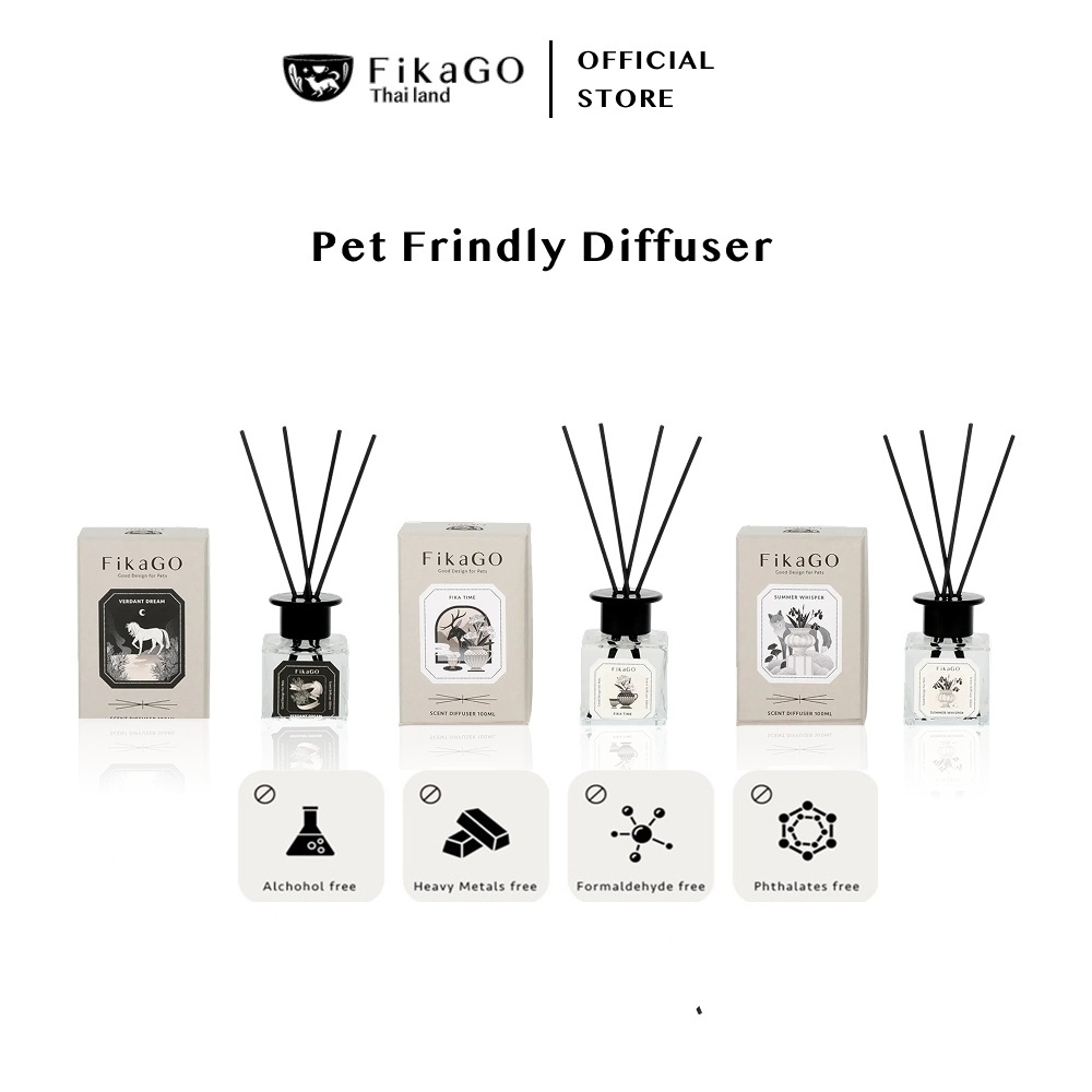 Fikago Scent Diffuser น้ำหอม ก้านไม้หอม ไม่มีแอลกอฮอล์ Pet Friendly ผ่านการทดสอบ มีใบรับรอง Global S