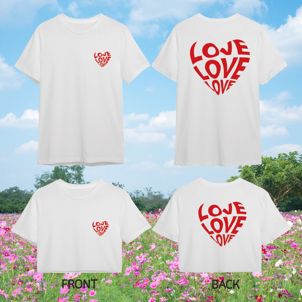 เสื้อยืด สกรีน ลาย LOVE OVERSIZE T-shirt กับ OVERSIZE Crop Top
