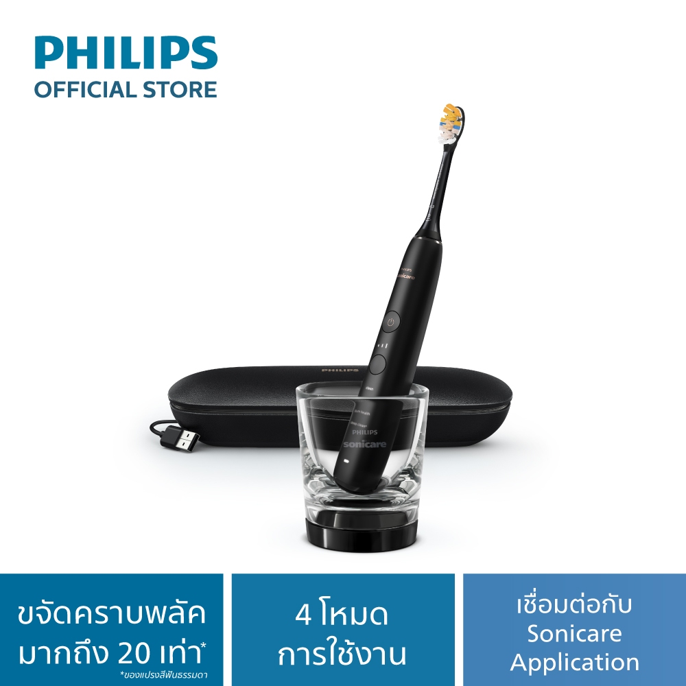 Philips Sonicare ฟิลิปส์ แปรงสีฟันไฟฟ้า DiamondClean รุ่น HX9914_75 (สีดำ) และ HX9914_76 (สีชมพู)