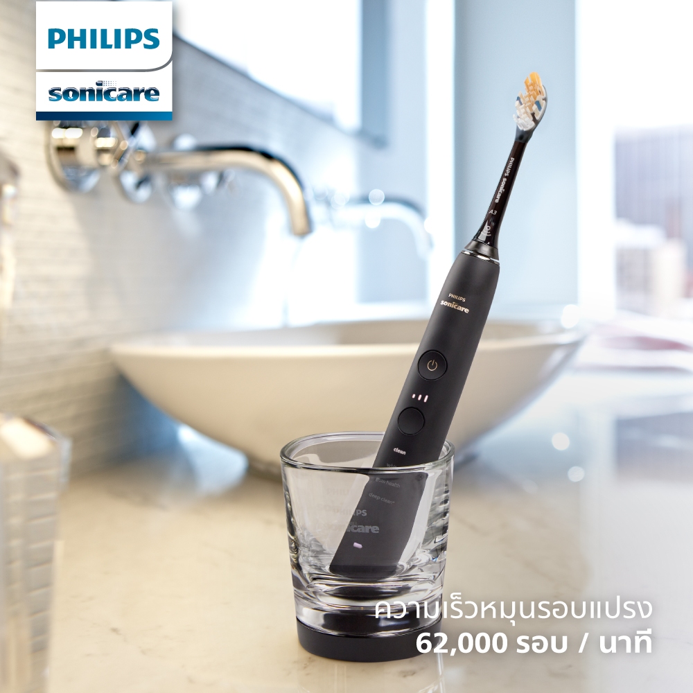Philips Sonicare ฟิลิปส์ แปรงสีฟันไฟฟ้า DiamondClean รุ่น HX9914_75 (สีดำ) และ HX9914_76 (สีชมพู)