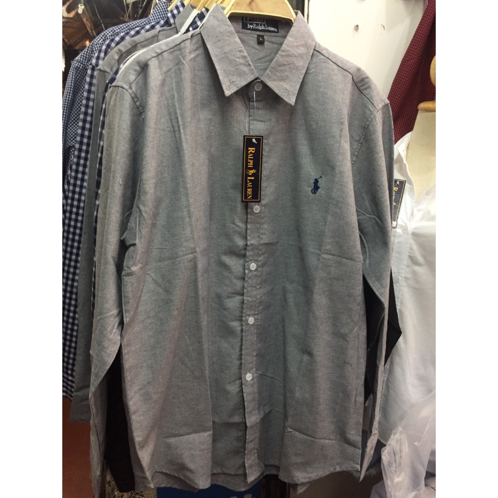 เสื้อเชิ้ตแขนยาวสีเทาท็อป⁉️มีลายปักให้เลือก