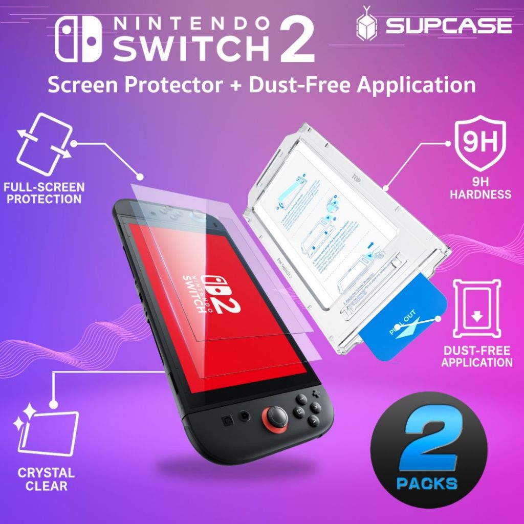 (ส่งทันที) (2 ชิ้น) ฟิล์มกระจก SUPCASE Screen Protector พร้อมชุดติดตั้ง สำหรับ Nintendo Switch 2