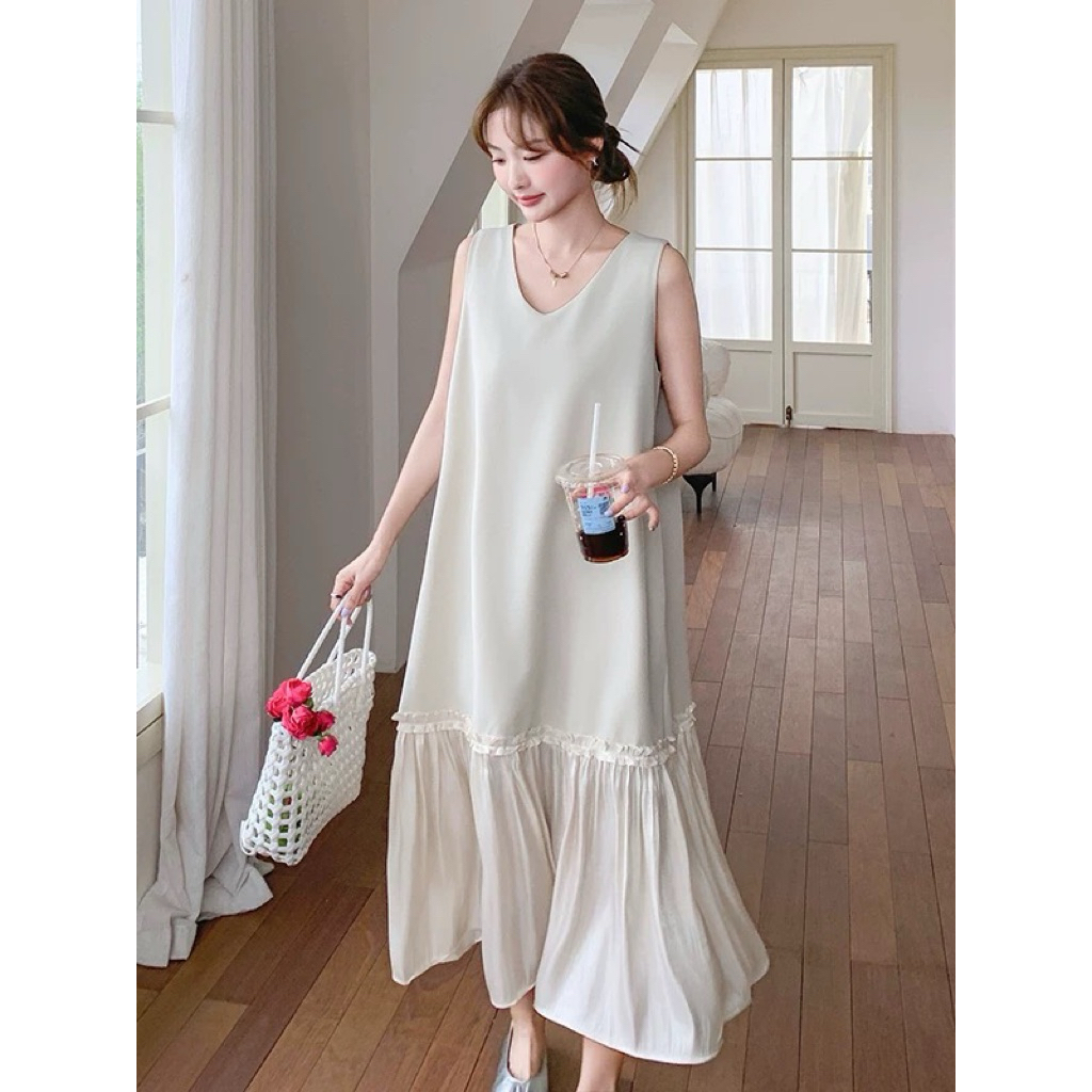 ส่งในไทย 1-2วัน FALA เดรสยาวแขนกุด แต่งระบายชาย (มีสายคล้องคอ) - รูปที่ 2