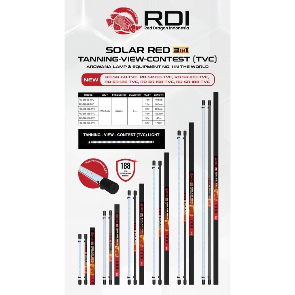 RDI SOLAR RD-SR 3in1 หลอดTVC หลอดไฟสำหรับแทนนิ่งและความสวยงาม เหมาะสำหรับปลามังกรแดง และปลาชนิดอื่นๆ