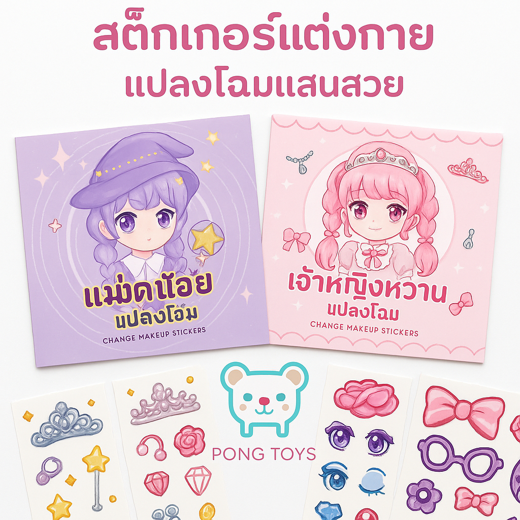 สติ๊กเกอร์เปลี่ยนหน้าเจ้าหญิง 12 หน้า + สติ๊กเกอร์ 3 หน้า ของเล่นเด็ก เสริมจินตนาการ สมุดสติ๊กเกอร์ ภาพสีสวยงาม น่ารัก ส