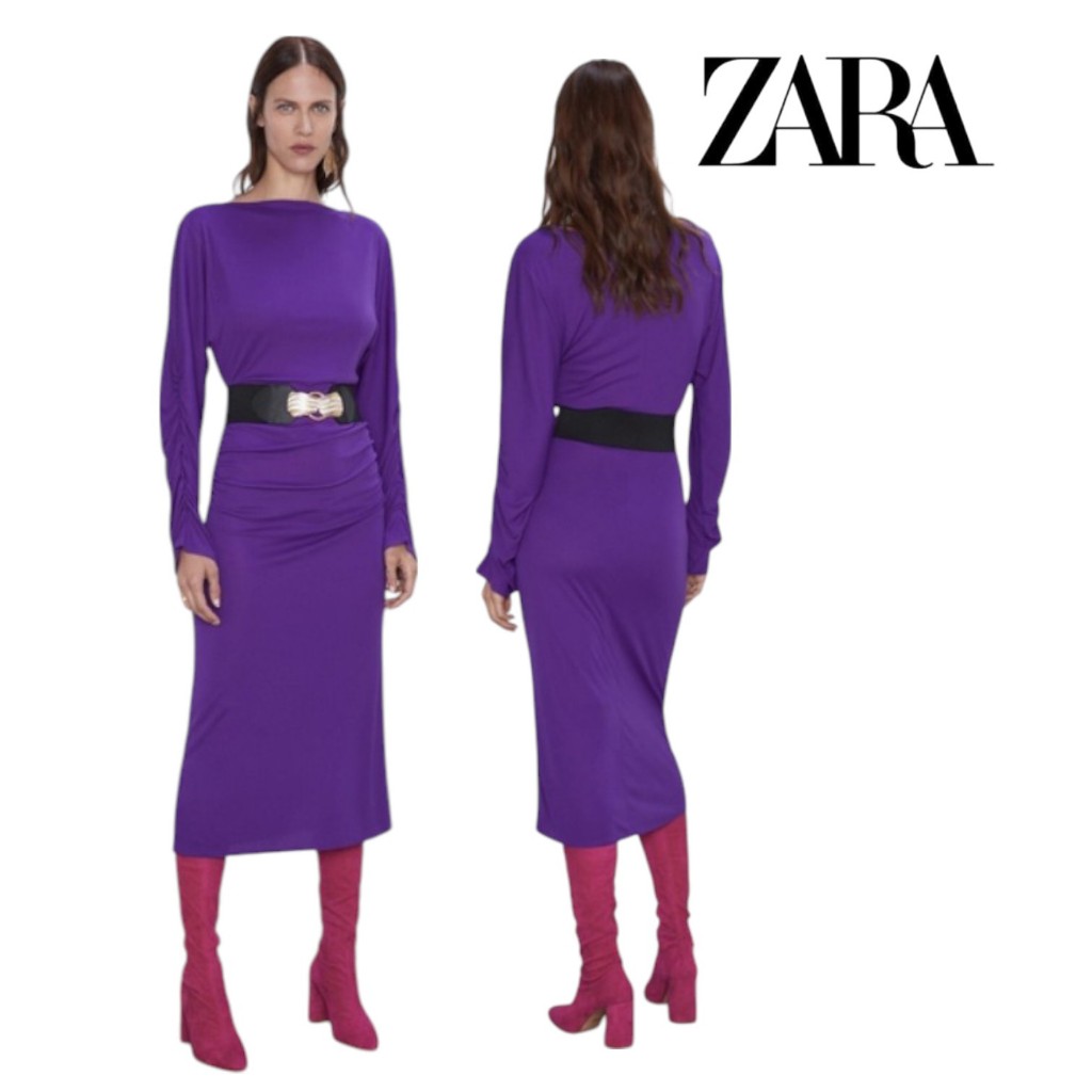 SP292M เดรสแขนยาวเข้ารูป สีม่วง ZARA