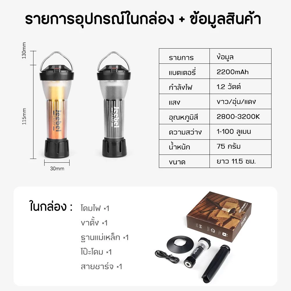 ตะเกียง Goal ZERO Lighthouse 2200mAh พร้อมขาตั้งและอุปกรณ์เสริม thumbnail 10