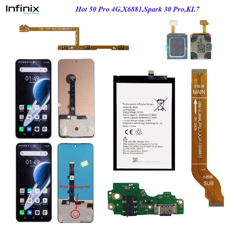 อะไหล่มือถือ infinix Hot 50 Pro 4G,X6881,Tecno Spark 30 Pro,KL7/หน้าจอ LCD