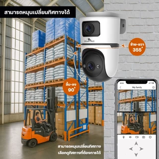 Junanvision กล้องวงจรปิด2เลนส์ คมชัด4Kรุ่น 4K-X7 สีขาวดำ แอปICAM365 รองรับการสื่อสาร 2จอ กันน้ำIP66