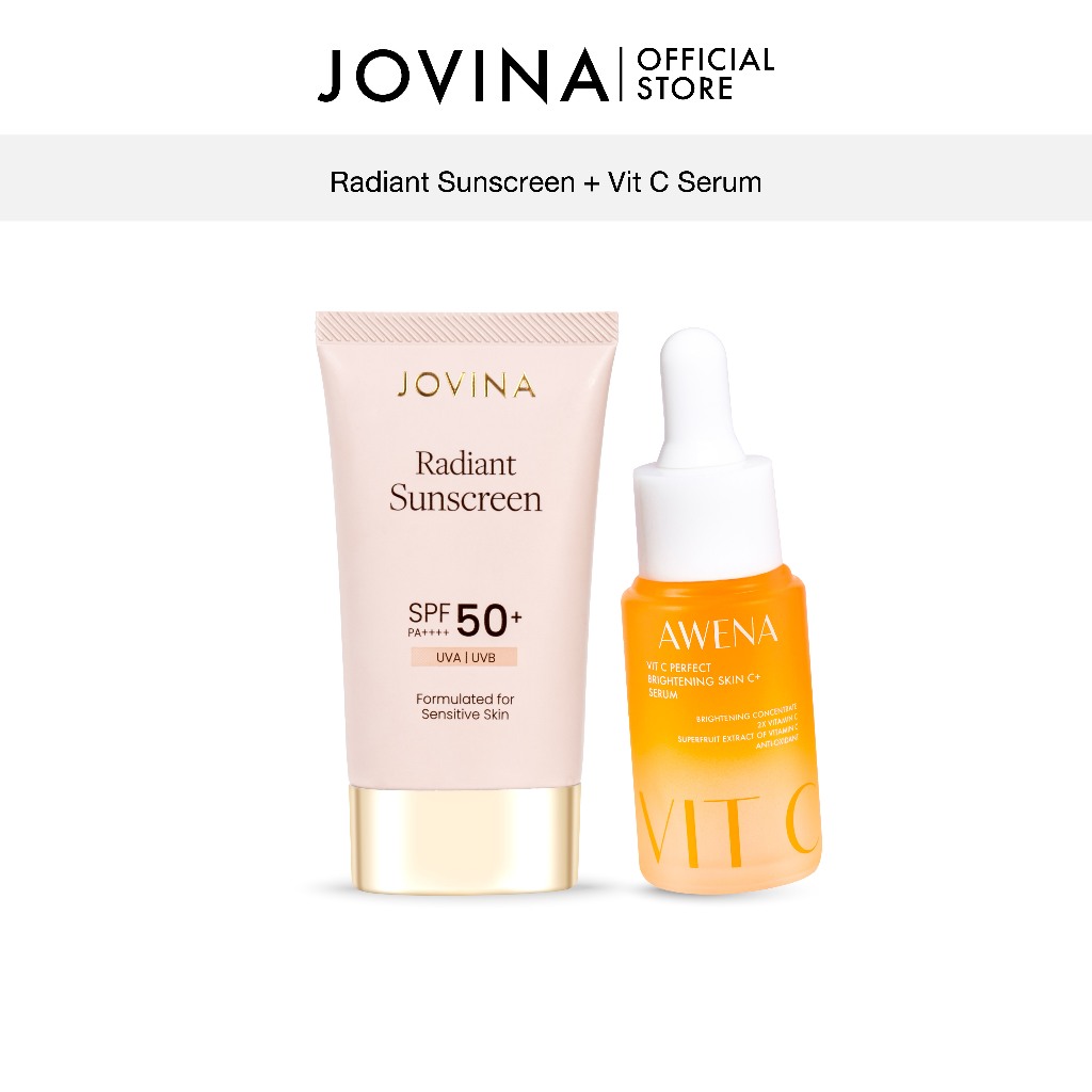 Jovina - Radiant Sunscreen + Awena Vit C Serum กันแดดโจวีน่า + อะวีน่าวิตซีเซรั่ม