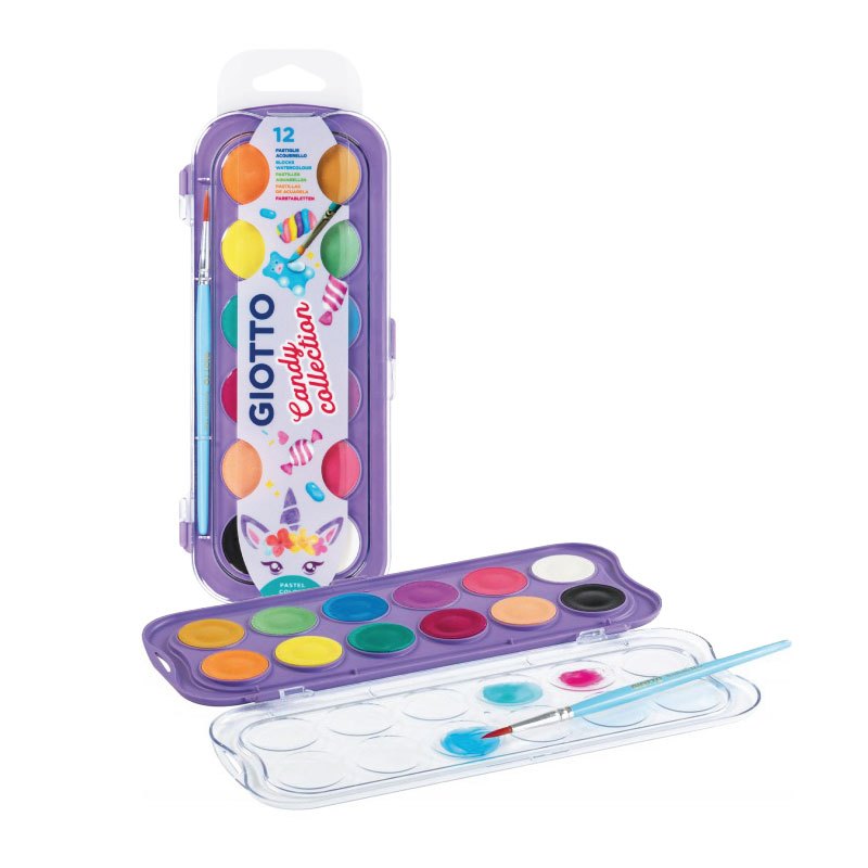 สีน้ำก้อนพาสเทล (GIOTTO Candy Collection Water Colors Cake)